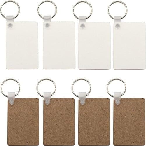 15pcs Sublimation Blank Keychain Heat Transfer MDF DIY Double-Side Printed Keychain with Key Ring