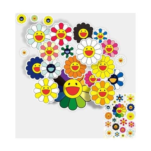 22PCS Sun Flower Art Sticker Travel Li Box Sticker Computer Skateboard Guitar Decoration Waterproof Sticker