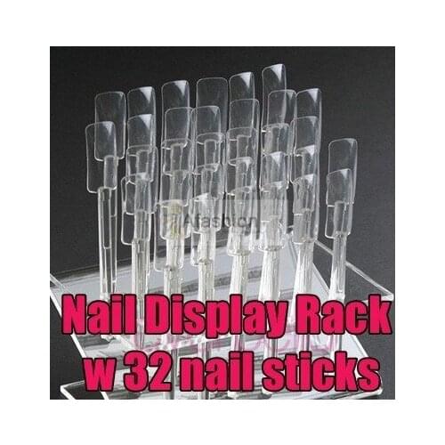 32 Nails Sticker Transparent Acrylic Nail Art Design for Display Reveal Frame Free shipping