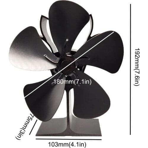 5 Blades Heat Powered Stove Thicken Fireplace Eco Friendly Fan Heater For Home