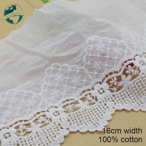 5yards 16cm width 100% Cotton embroid lace sewing ribbon guipure trim wedding lace DIY Garment Accessories african doll lace3919