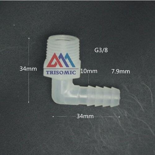 7.9mm*G3/8 Elbow screw thread type Connector Tube Joiner Material PP Plastic Fitting Tank Airline acid and alkali resistant