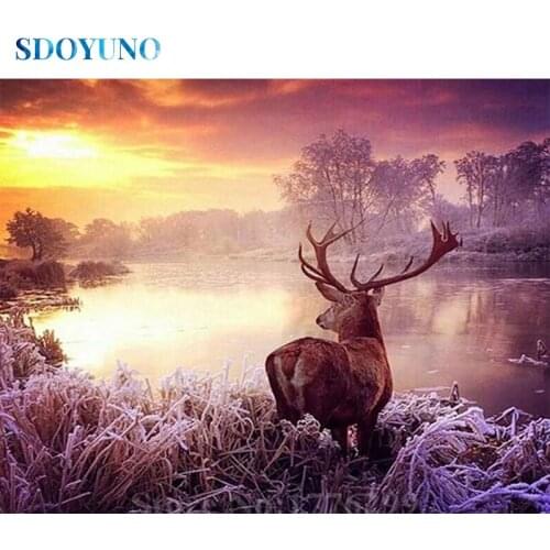 SDOYUNO DZDP613 DIY 5D Diamond Painting Animals Full Square Diamond Embroidery Icon Deer Frameless Mosaic Pattern Home Decor