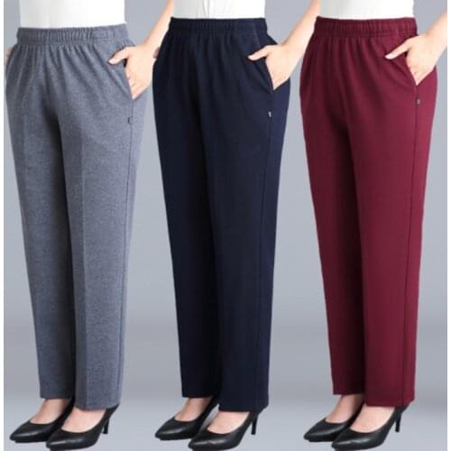 Middle-aged Women Trousers Casual Loose Elastic Waist Pants Large Size Warm Female Spring Autumn Winter Pants Pantalon Femme 5XL