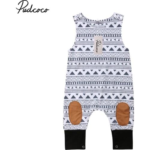 2019 Baby Summer Clothing Newborn Baby Boys Girl Romper Sleeveless Jumpsuit Outfits Patchwork Clothes Geometric Print Playsuit