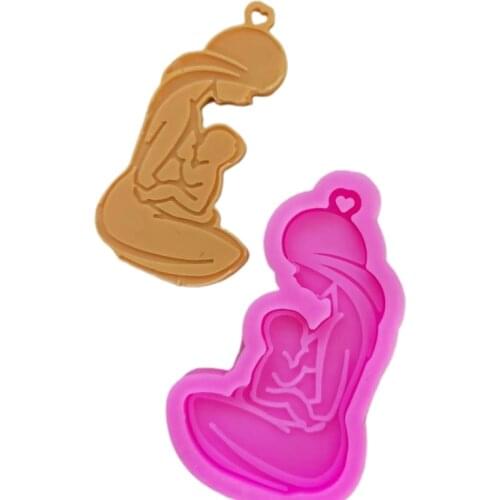 Epoxy Resin Mold Glossy Breastfeeding Mother Keychain Silicone Mould DIY Crafts Polymer Jewelry Necklace Making Tool