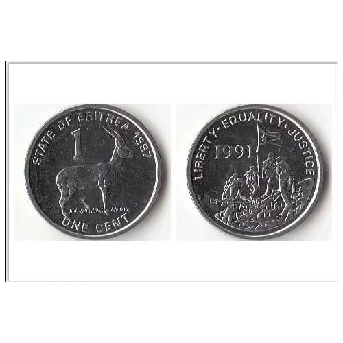 Eritrea 1 cent 1991 edition Coins Africa New Original Coin Unc Collectible Real Rare Commemorative