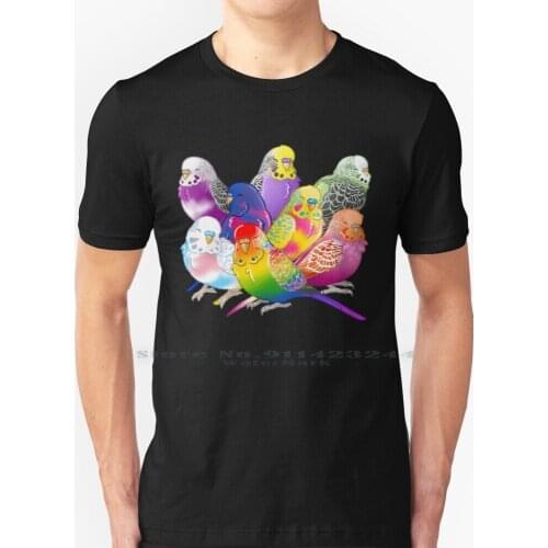 Pride Budgie Group T Shirt 100% Pure Cotton Lgbt Gay Lesbian Trans Ace Aro Bisexual Pansexual Nonbinary Pride Birb Budgie