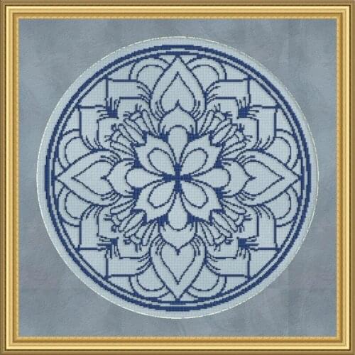 Hot Embroidery Floral Medallion Monochrome Cross Stitch Patterns Small with 100% Cotton Floss&Free Shipping for Customized Gifts