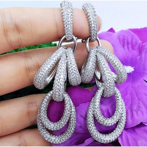 Missvikki Luxury Twist Earring Circles Lines Earring Stunning Full Mirco Cubic Zirconia European Wedding Earring Fashion Jewelry