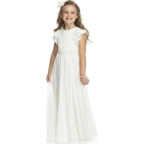 Fashion Flower Girl Dresses Charming Pink Sleeveless Chiffion Floor Length Girls Pageant Dresses First Communion Dresses