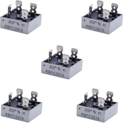 5Pcs 1000V 35A Metal Case Single Phases Diode Bridge Rectifier KBPC3510 New