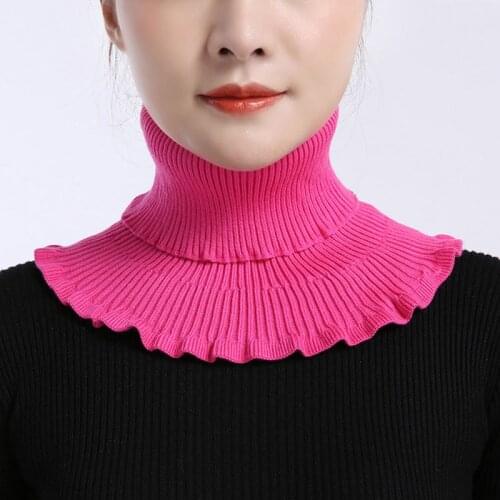Unisex Bib Fall/winter Warmth Neck Protection Collar Decorative Fake Collar Knitted Wool Soft Stretch Ruffled Womens Collar F34