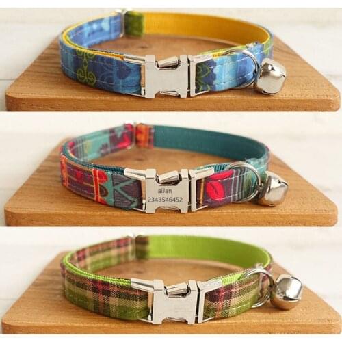 Bell Cat Collar Custom Adjustable Small Dog Collar Chihuahua Yorshire Bulldog Engraved Personalized Kitten Puppy Cat Collar Bell