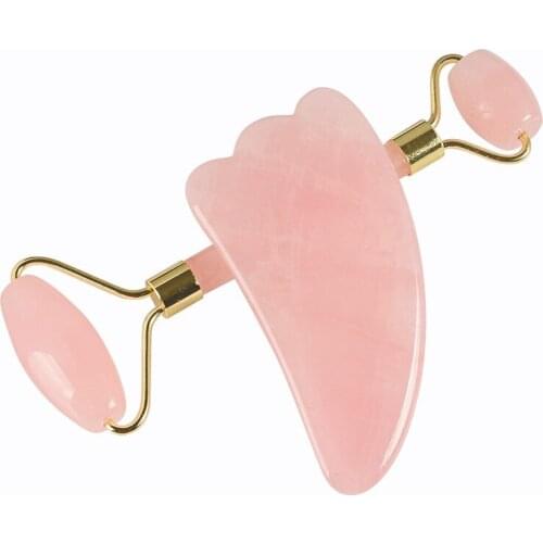 Rose Quartz Roller Lifting Tool Slimming Face Massager Natural Jade Facial Massage Roller Stone Skin Massage Beauty Care Set Box