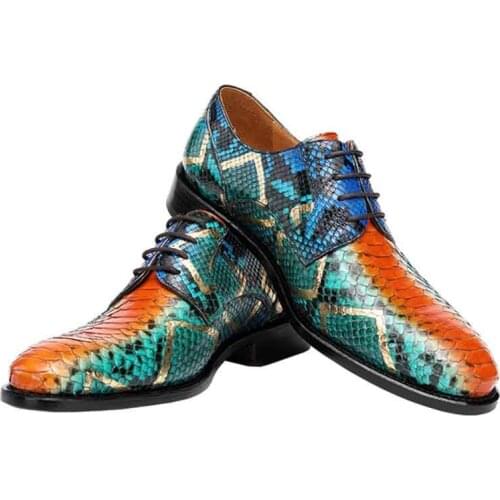 Sipriks Luxury Mens Dress Shoes Beautiful Python Skin Shoes Male Wedding Goodyear Welted Shoes Real Snakeskin Gents Suit Social