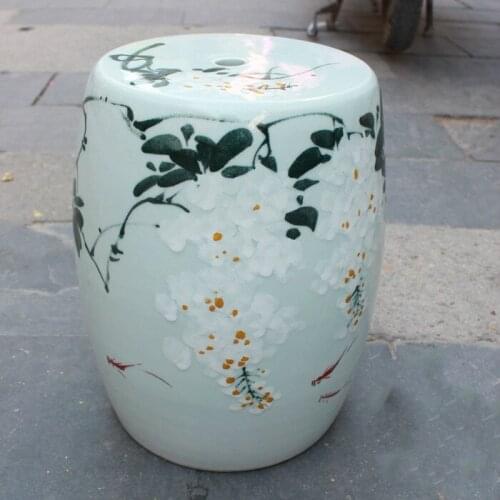 Jingdezhen Ceramic Porcelain stool Handpainted Wisteria Peony Flower Small Porcelain Outdoor Balcony Toilet ceramic stool