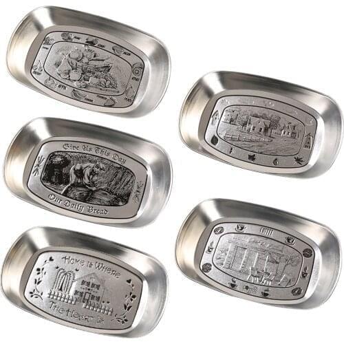 Retro Iron Plate Silver Letter Creative Pattern Dessert Cake Fruit Plates Jewelry Cosmetics Storage Trays Home Decoration