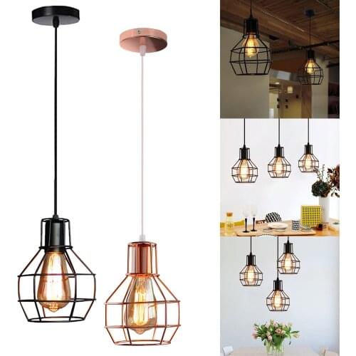 Vintage Industrial Pendant Lights Chandelier Pendant Lamp Shade Suspended Hanging Light Fixture for Bedroom Living Room Hallway