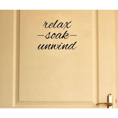 YOJA 25*18.6CM Fashion RELAX SOAK UNWIND Graphical Bathroom Door Sticker Wall Decal A40179