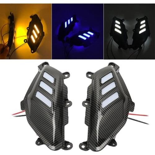 Motorcycle Rear Side Guard Protective Cover with LED Light LED For Yamaha Nmax 155 17-19 Motorcycle Carbon Fibers Side Cover