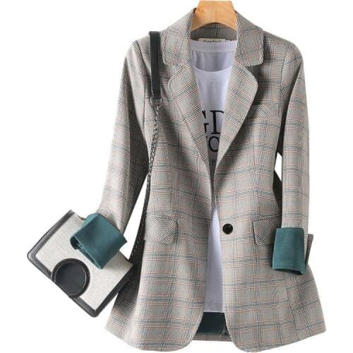 2021 Spring And Autumn Jananese Style Women Blazers Plaid Coat New Loose Fashion Temperament Casual Suit Jacket Lady コート mujer