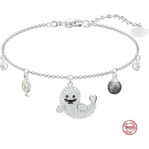 2020 New Fashion Charm Pure 925 Silver Original 1:1 Copy, Cute Dolphin Fashion Exquisite Bracelet Female Luxury Jewelry Gifts