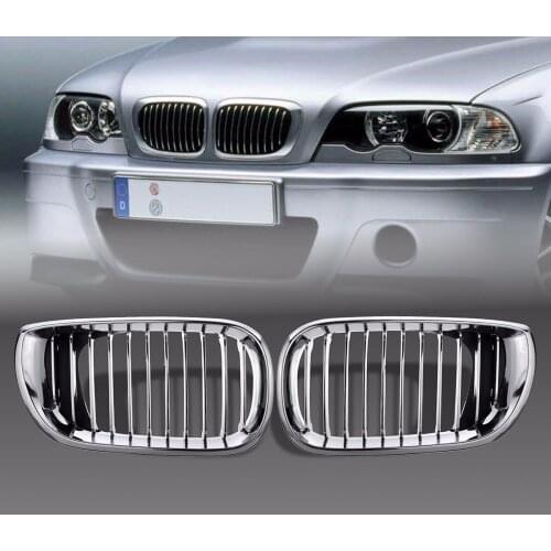 1 Pair Gloss Black Car Front M-color Kidney Grille Grill For BMW E46 Touring 4-Door 2002-2005 Facelift