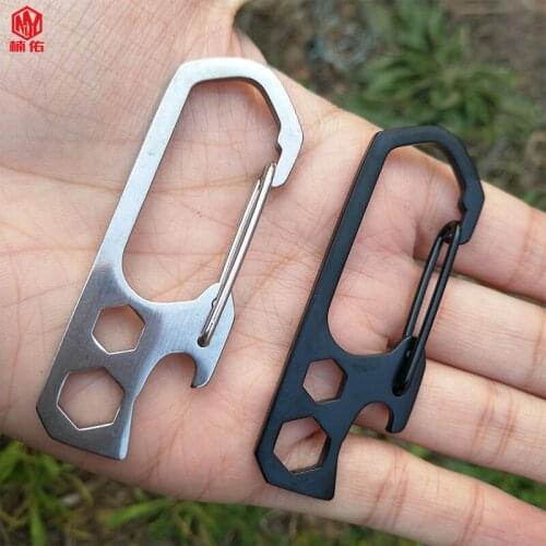 1PCS Car Keychain Outdoor Backpack Carabiner Portable Wrench Cimbing Stainless Steel Keychain
