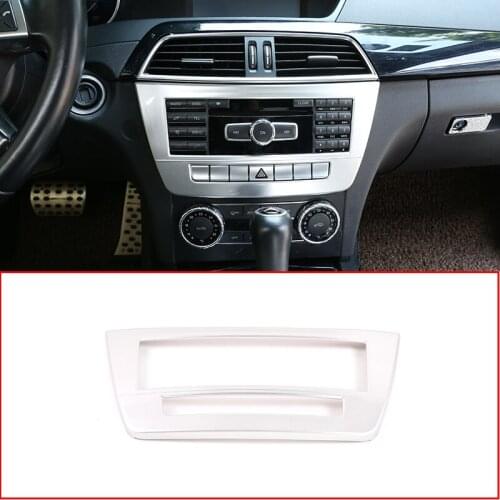 1 Pcs Car Central Control CD Decorative Frame Trim Silver ABS Chrome For Mercedes Benz C Class W204 2008-2013 Car Accessories