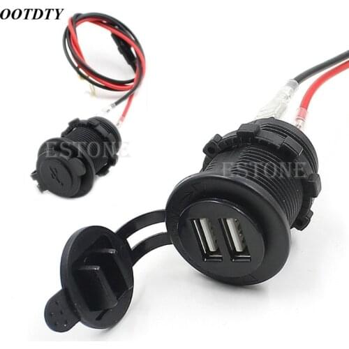 Motorcycle Dual USB Mobile Phone Power Supply Charger Port Socket Waterproof