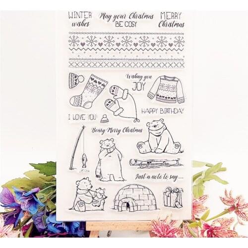 16.5*22.5CM Bear Toy Transparent Clear Stamps / Silicone Seals Roller Stamp for DIY scrapbooking photo album/Card Making