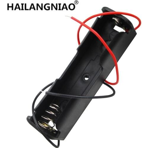 18650 Battery Li-ion 3.7V Clip battery holder Box Case Black With Wire Lead battery holders 10Pcs
