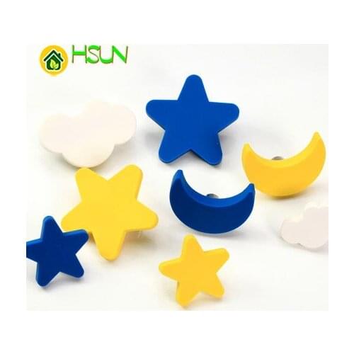 2Pcs Cartoon Star Moon White Cloud Soft Rubber Handle Childrens Wardrobe Safety Handle Drawer Shoe Cabinet Environmental