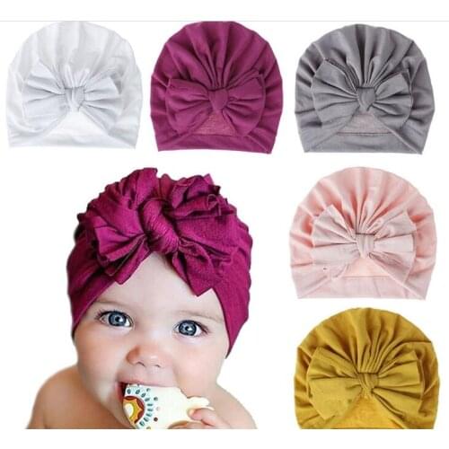 20pc/lot 2019 New Designed Cute Baby Beanie Cap Hats Cotton Soft Turban Girl Hat India style Kids Newborn Cap for baby girls