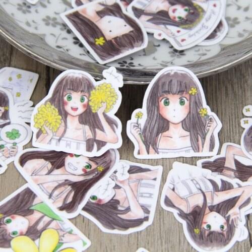 40pcs Japanese Cartoon Girl Scrapbooking Stickers Lady Girls DIY Craft Decorativ Sticky Paper for Journal Album Diary Decals