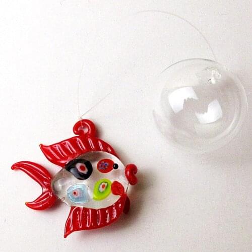 Aquarium handmade Floating Glass Bubble fish miniature figurine Fish Tank Landscape Ornament Decoration marine animal Pendant