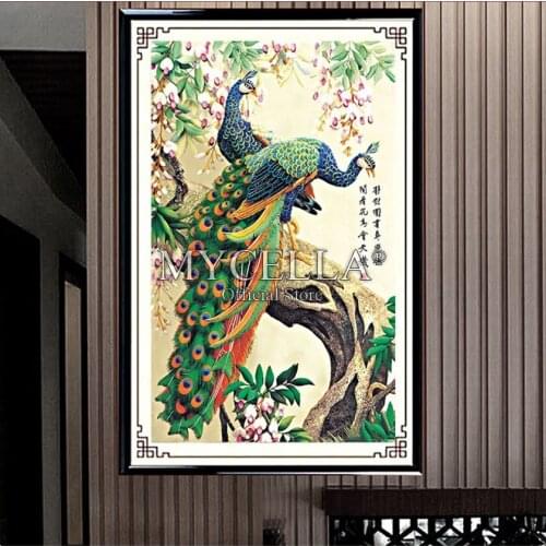 Needlework 5D Diy Diamond Painting Peacock Diamond Embroidery Patterns Rhinestone Full Round Picture Rhinestone Diamond Mosaic