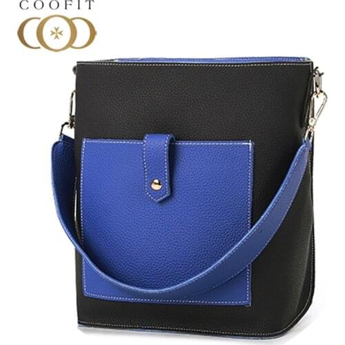 Coofit Hit Color 2-Piece Womens Fashionable PU Leather Handbags Casual Shoulder Bag Tote Bag With a Clutch Wallet For Daily Use