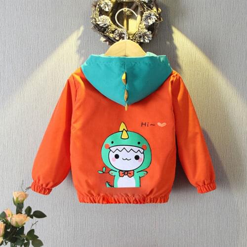 2021 Spring Summer Autumn Girls Boys Cute Cartoon Print Hooded Jacket Baby Kids Children Thin Coat Two Colors