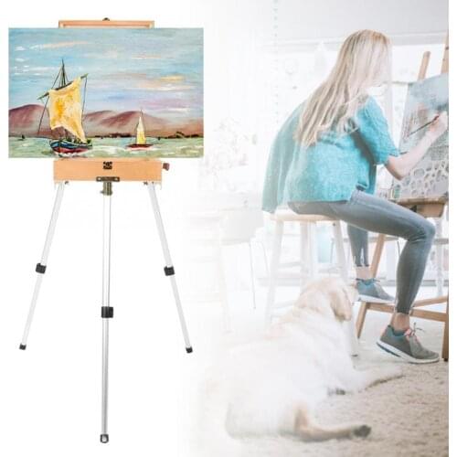 Wooden Stand Painting Easel Sketchbook for The Artists Easel Table for Drawing Aluminum Alloy Artist Box Art Supplies Easel
