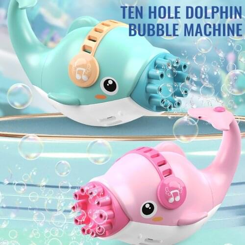 Kids Automatic Gatling Bubble Machine Toys Dolphin Summer Soap Water Bubble Machine Electric Bubble Gun For Children Gift Toys