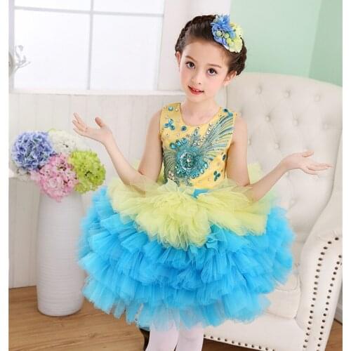 2018 performance Cute Girls dance Dress Children Ballet dance 5layer Kids Ballet Costumes Girl Dancewear