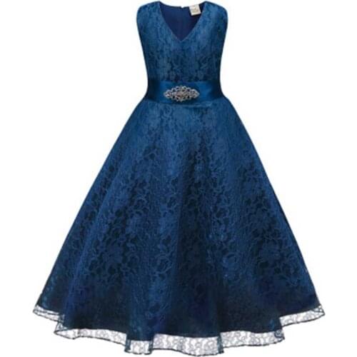 New Wedding Party Dresses For Girls Of 14 Years Tulle Lace Sleeveless Children Princess Dress Formal Kids Clothes Vestidos