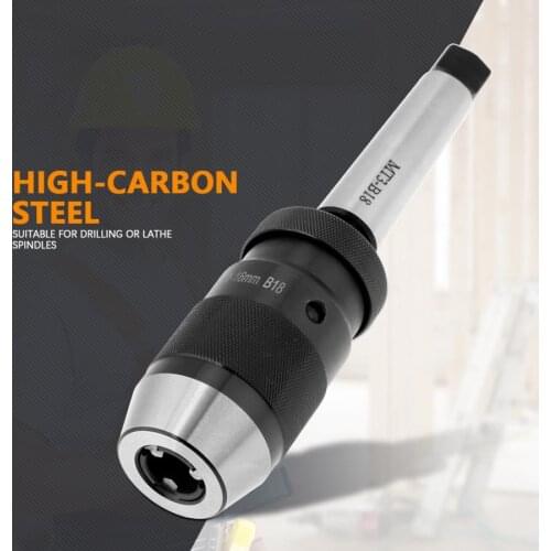 1-16mm Capacity Steel Self Tighten Keyless Lathe Drill Chuck with MT3-B18 Taper Arbor Machine Tools