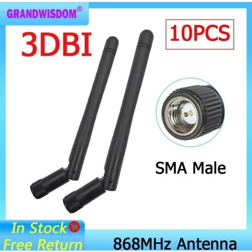 10pcs 868MHz 915MHz Antenna 3dbi SMA Male Connector GSM 915 MHz 868 MHz antena outdoor signal repeater antenne Lorawan