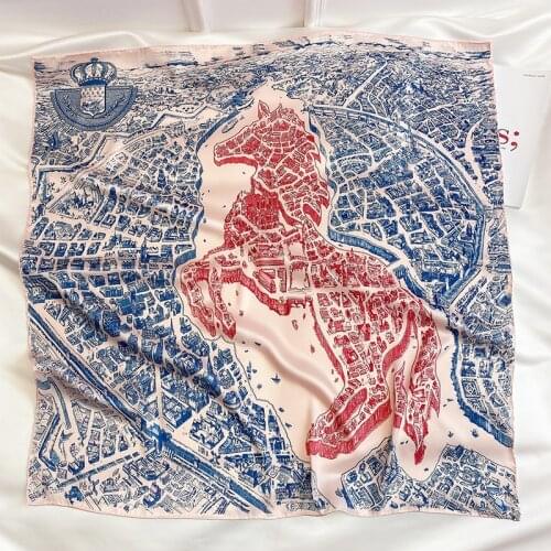 KOI LEAPING new Retro horse fashion Hand stitch twill silk 90 large square scarf decorative silk scarf shawl gift