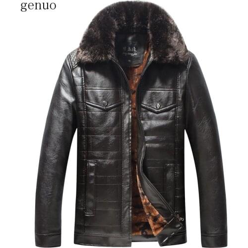 Jaqueta De Couro Masculina Leather Jacket Mens Thick PU Leather Coat Men Casual Winter Faux Fur Fleece Jacket Male