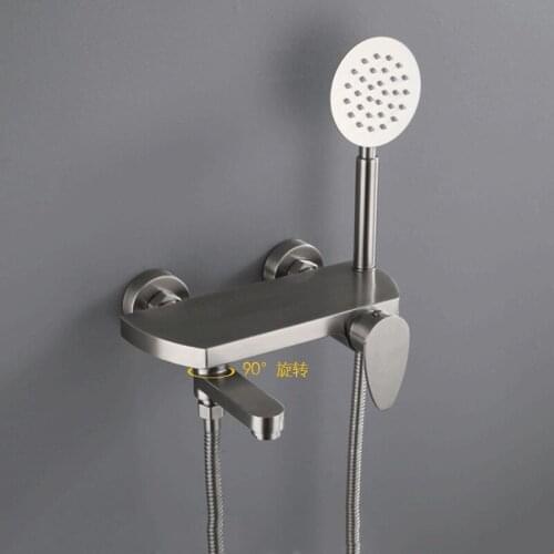 Brushed Stainless steel Two functions Bathroom shower faucet set Top Quality Wall Mounted Cold hot water shower set with shelf