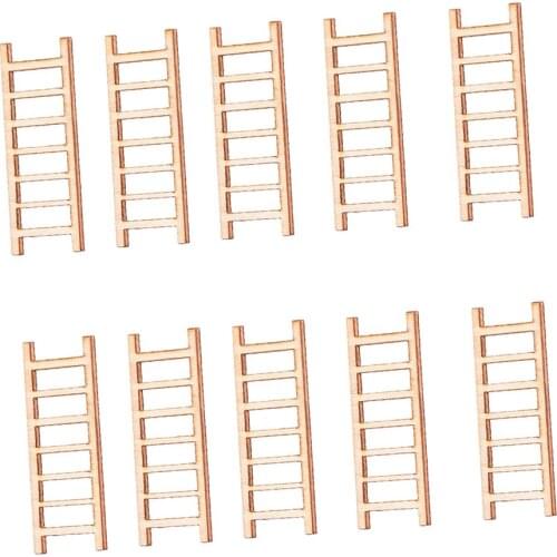 10Pcs Miniature Wood Ladders Micro Scenary Landscape Ornaments Home Decor